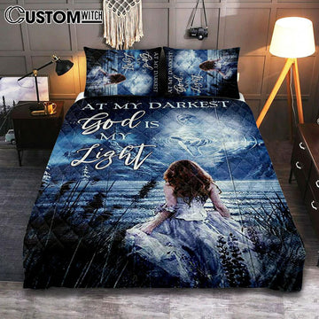 At My Darkest God Is My Light Quilt Bedding Set Art - Bible Verse Bedroom