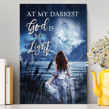 At My Darkest God Is My Light Canvas Art - Bible Verse Wall Art - Christian Inspirational Wall Decor