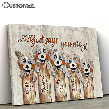 Australian Shepherd God Says You Are Canvas Wall Art - Bible Verse Canvas - Religious Prints