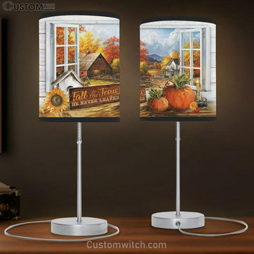 Autumn Pumpkin Farmhouse Fall For Jesus Table Lamp Gift - Bible Verse Table Lamp - Religious Bedroom Decor