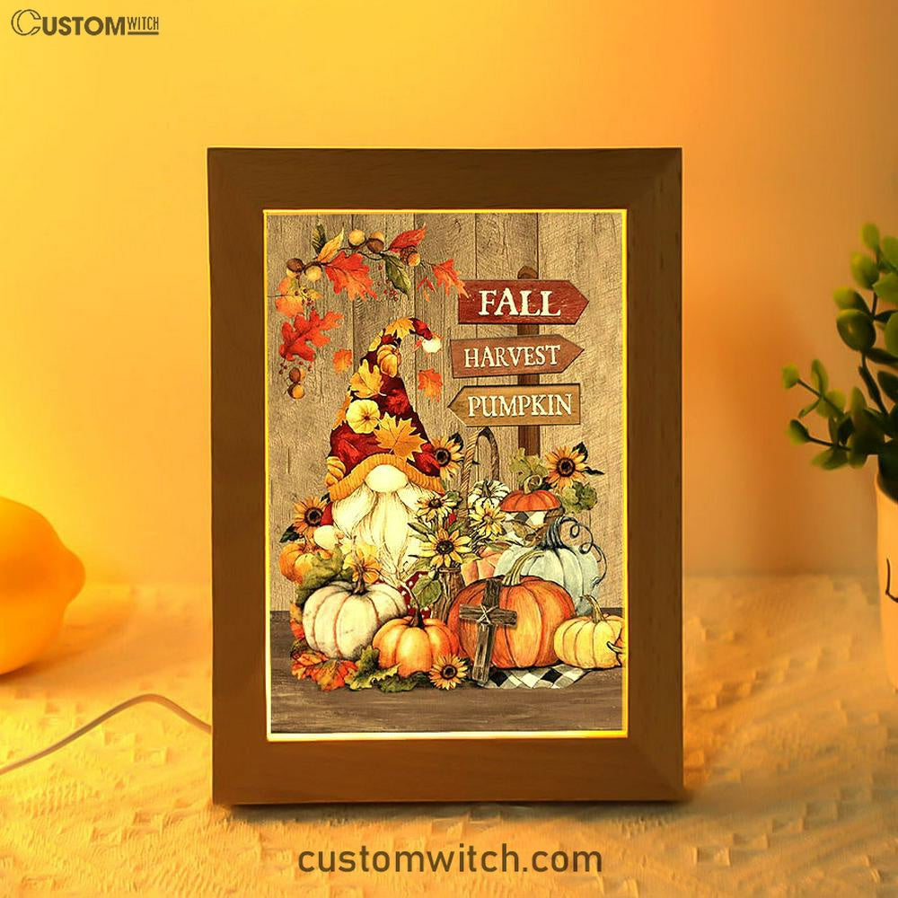 Autumn Season Pumpkin Autumn Leaves Fall Harvest Pumpkin Frame Lamp Art - Christian Night Light - Bible Verse Wooden Lamp
