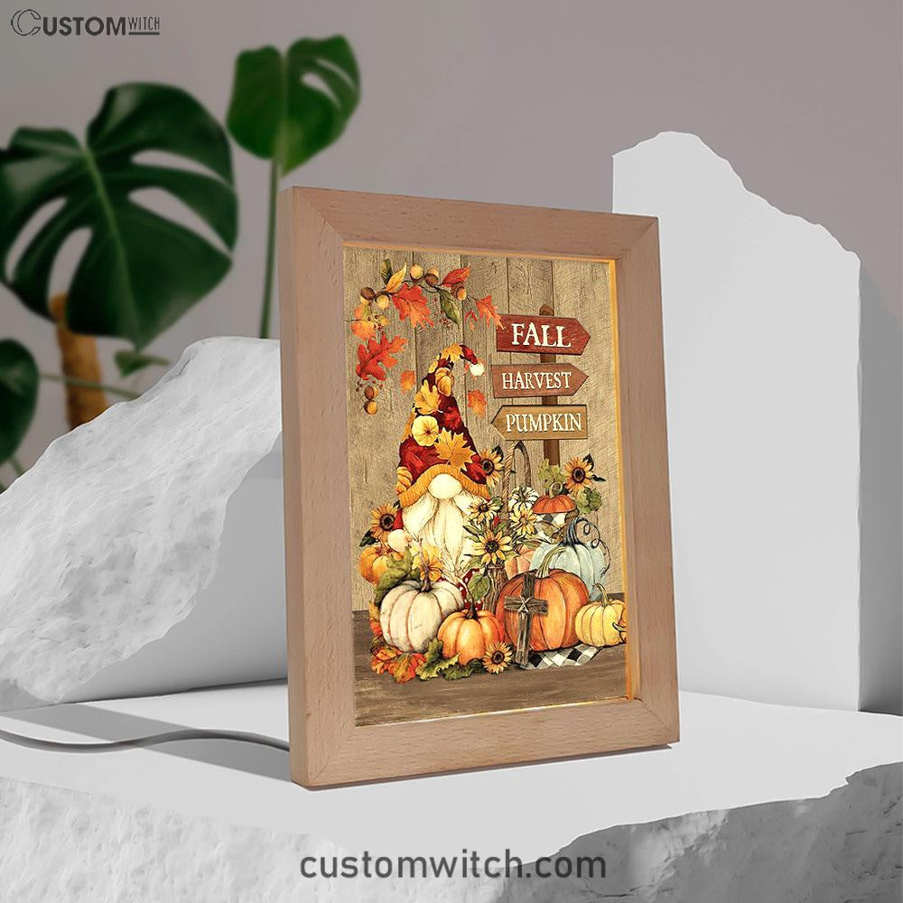 Autumn Season Pumpkin Autumn Leaves Fall Harvest Pumpkin Frame Lamp Art - Christian Night Light - Bible Verse Wooden Lamp