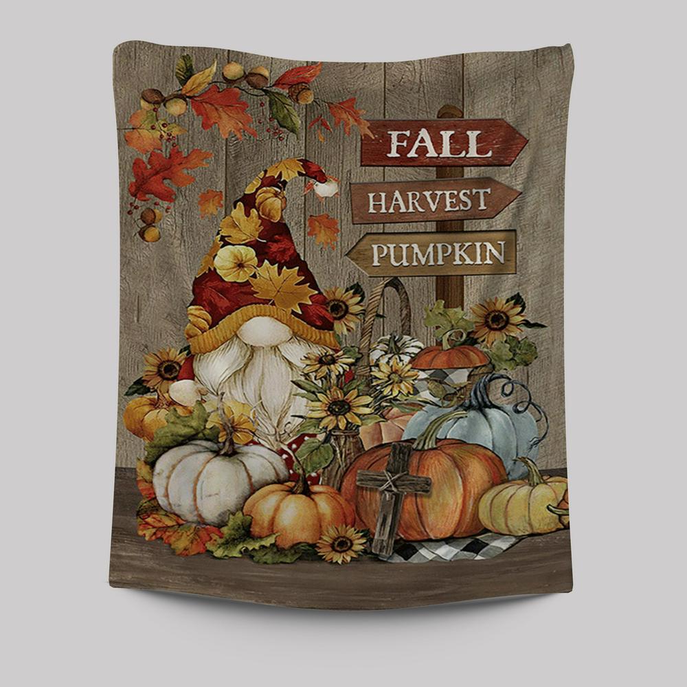 Autumn Season Pumpkin Autumn Leaves Fall Harvest Pumpkin Tapestry Wall Art - Christian Tapestries Prints - Bible Verse Tapestry Art
