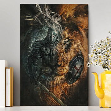 Awesome Warrior And Lion Canvas Wall Art - Christian Home Decor - Religious Art