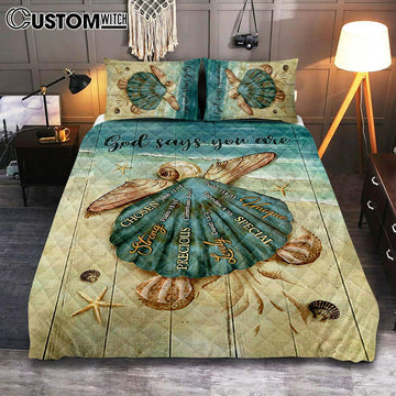 Baby Turtle God Says You Are Quilt Bedding Set Art - Bible Verse Bedroom