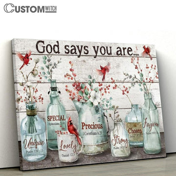 Baby Flower, Cardinal Painting, Crystal Vase, God Says You Are Canvas Poster
