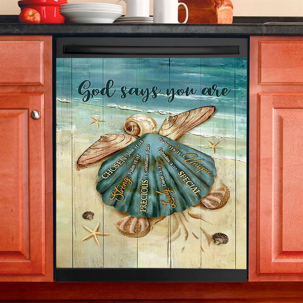 Baby Turtle God Says You Are Dishwasher Cover, Bible Verse Dishwasher Magnet Cover, Christian Inspirational Kitchen Decor