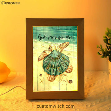 Baby Turtle God Says You Are Frame Lamp Art - Bible Verse Art - Christian Inspirational Decor
