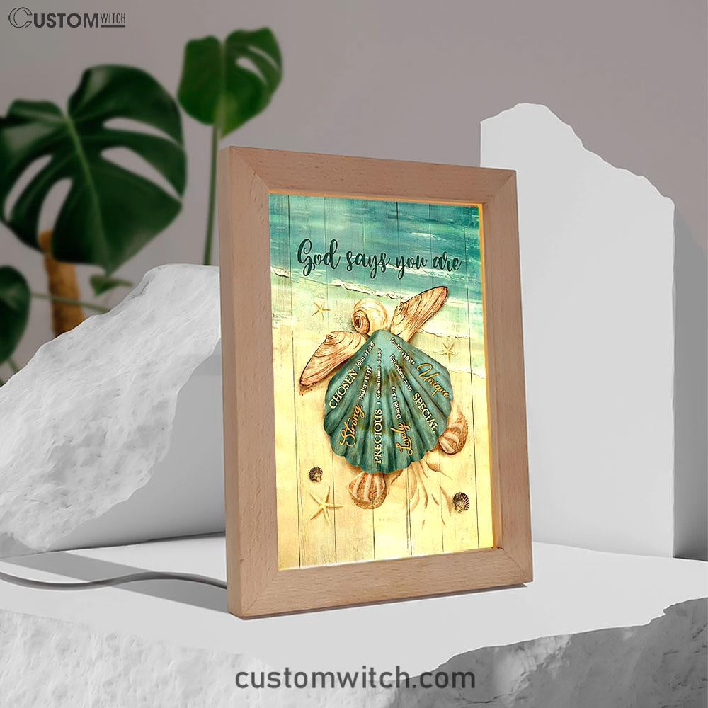 Baby Turtle God Says You Are Frame Lamp Art - Bible Verse Art - Christian Inspirational Decor
