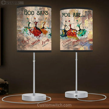 Ballerina God Says You Are Table Lamp Gift - Bible Verse Table Lamp - Religious Bedroom Decor