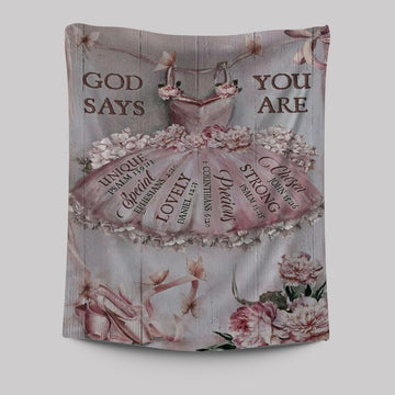 Ballet Drawing, Pretty Pink Dress, Lovely Peony, God Says You Are Tapestry