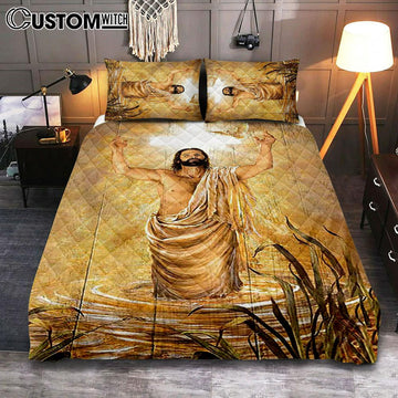 Baptism Of Jesus Dove Quilt Bedding Set Art - Bible Verse Bedroom