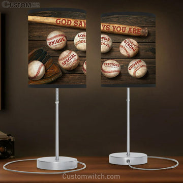 Baseball God Says You Are Table Lamp Gift - Bible Verse Table Lamp - Religious Bedroom Decor