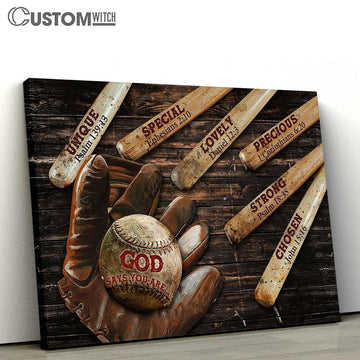 Baseball, God Says You Are Canvas Wall Art - Bible Verse Canvas - Religious Prints