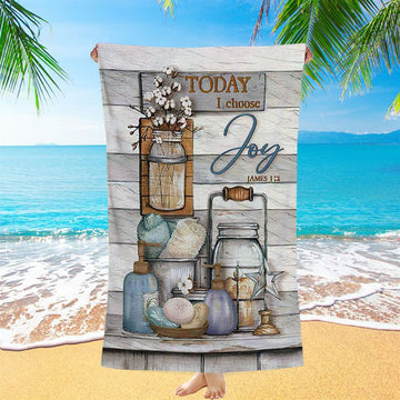 Bathroom Cotton Flower Today I Choose Joy Beach Towel - Christian Beach Towel - Bible Verse Beach Towel