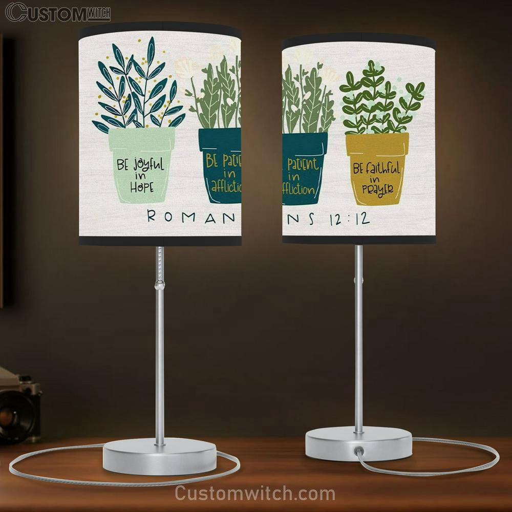 Be Joyful In Hope Romans 1212 Bible Verse Table Lamp Gift - Christian Bedroom Decor