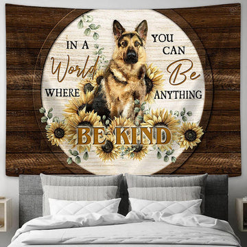 Be Kind Lovely Sunflower German Shepherd Lover Wall Art Tapestry - Christian Wall Art - Religious Art
