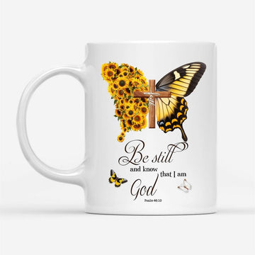 Be Still And Know Psalm 4610, Faith Cross, Butterfly, Coffee Mug, Christian Mug, Bible Mug, Faith Gift, Encouragement Gift