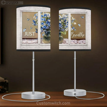 Be Still And Know That I Am God Baby Flower Vase White Butterfly Table Lamp Gift - Bible Verse Table Lamp - Religious Bedroom Decor