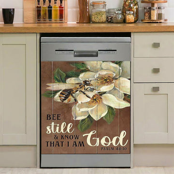 Be Still And Know That I Am God Bee Sweet Flower Dishwasher Cover, Bible Verse Dishwasher Magnet Cover, Christian Inspirational Kitchen Decor