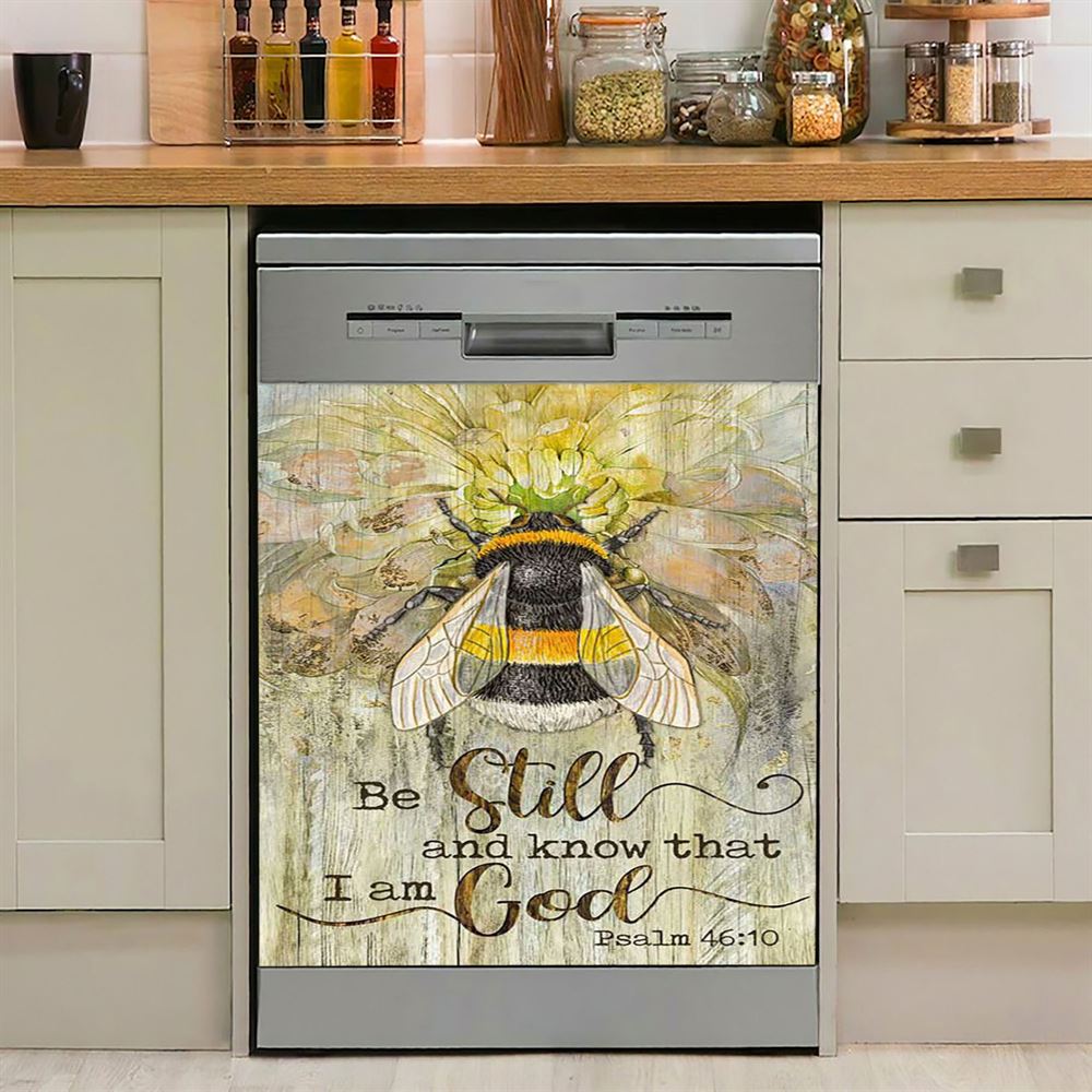 Be Still And Know That I Am God Birdhouse Red Cardinal Dishwasher Cover, Christian Dishwasher Magnet Cover, Bible Verse Kitchen Decor