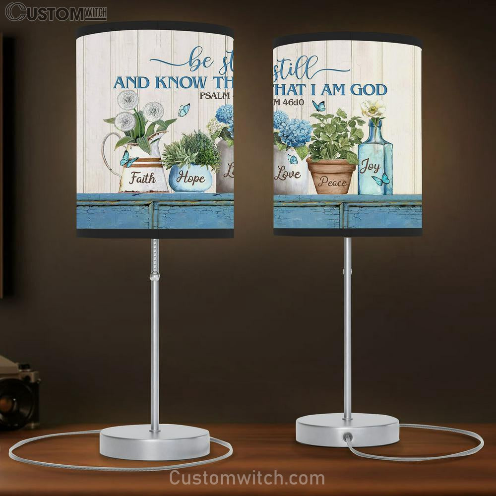 Be Still And Know That I Am God Blue Hydrangea Lamp Gift Table Lamp - Christian Lamp Gift - Religious Art