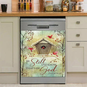 Be Still And Know That I Am God Blue Sea Turtle Starfish Dishwasher Cover, Bible Verse Dishwasher Magnet Cover, Inspirational Kitchen Decor