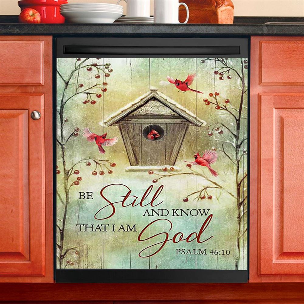 Be Still And Know That I Am God Blue Sea Turtle Starfish Dishwasher Cover, Bible Verse Dishwasher Magnet Cover, Inspirational Kitchen Decor