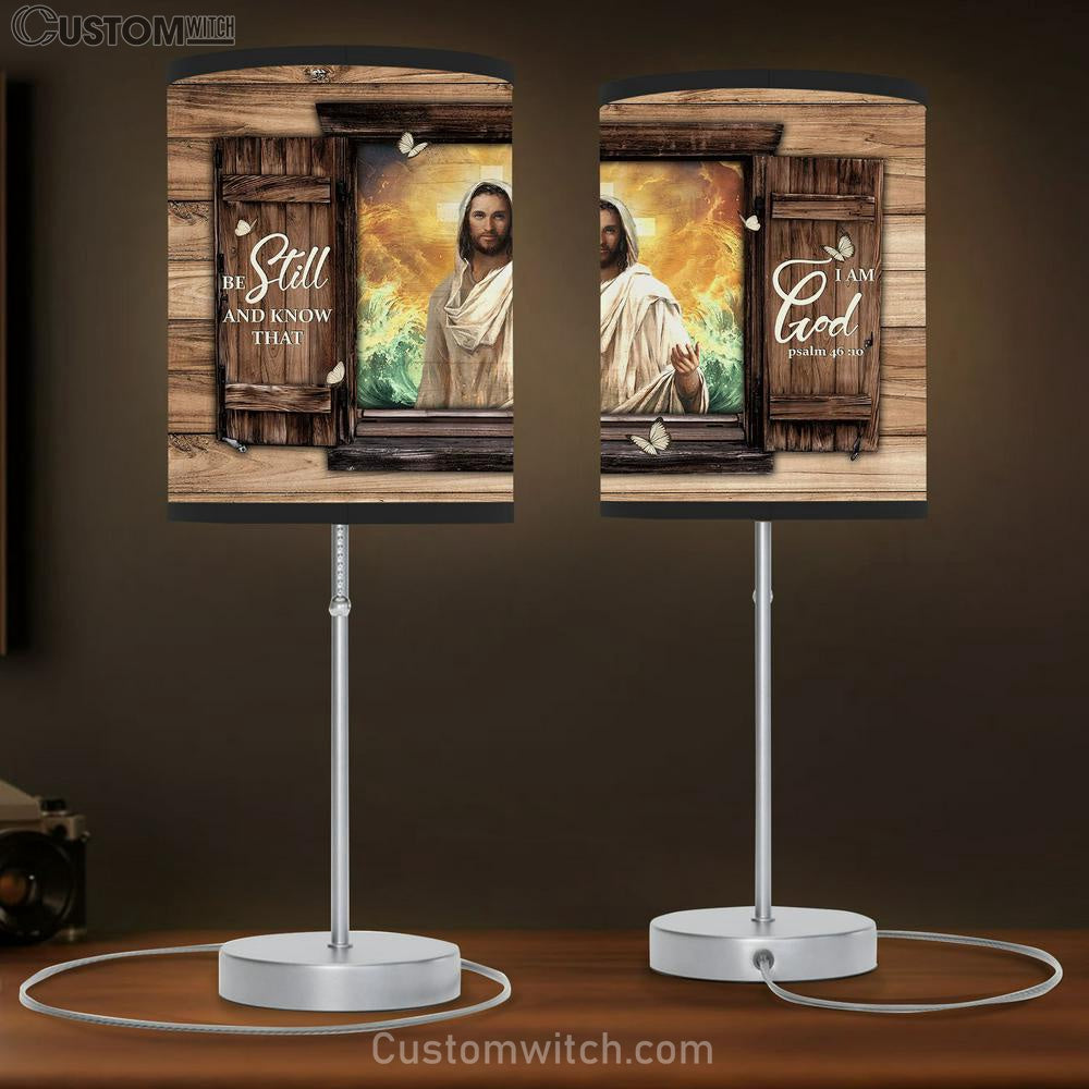 Be Still And Know That I Am God Table Lamp - Jesus Hand Ocean Large Table Lamp - Christian Lamp Gift - Bible Verse Table Lamp Art