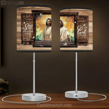 Be Still And Know That I Am God Table Lamp - Jesus Hand Ocean Large Table Lamp - Christian Lamp Gift - Bible Verse Table Lamp Art