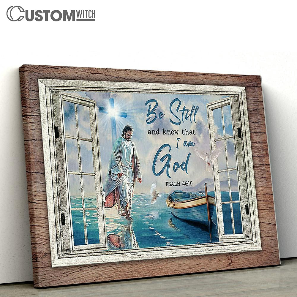 Be Still And Know That I Am God Canvas - Jesus Walking On The Water Large Canvas - Christian Wall Art - Bible Verse Canvas Art
