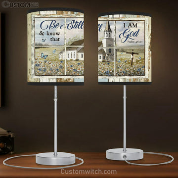 Be Still And Know That I Am God Church Daisy Garden Old Ruggred Cross Table Lamp Gift - Bible Verse Table Lamp - Religious Bedroom Decor