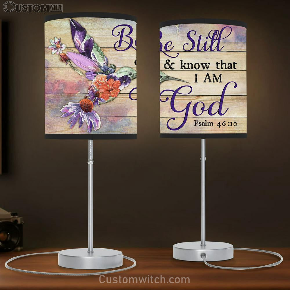 Be Still And Know That I Am God Colorful Hummingbird Large Table Lamp Art - Christian Lamp Gift Home Decor - Religious Table Lamp Prints