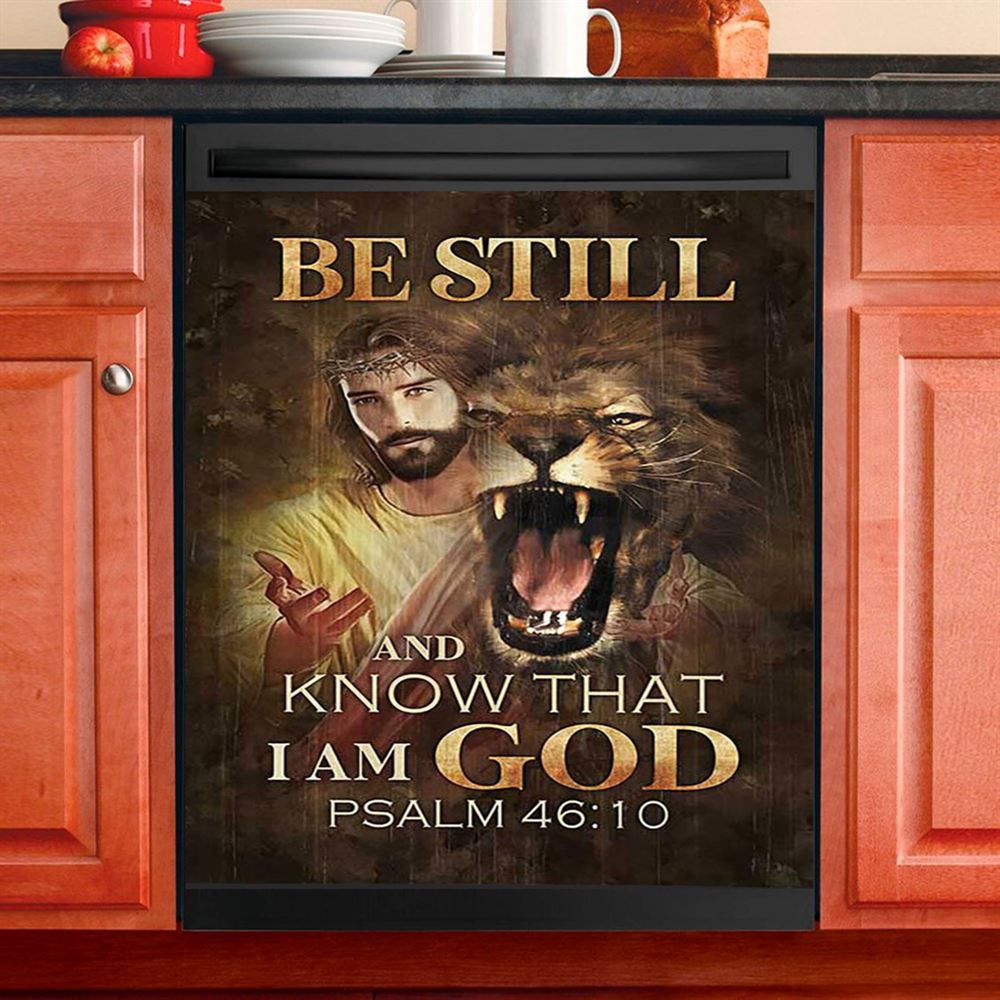 Be Still And Know That I Am God Cross Hummingbird Dishwasher Cover, Bible Verse Dishwasher Magnet Cover, Inspirational Kitchen Decor