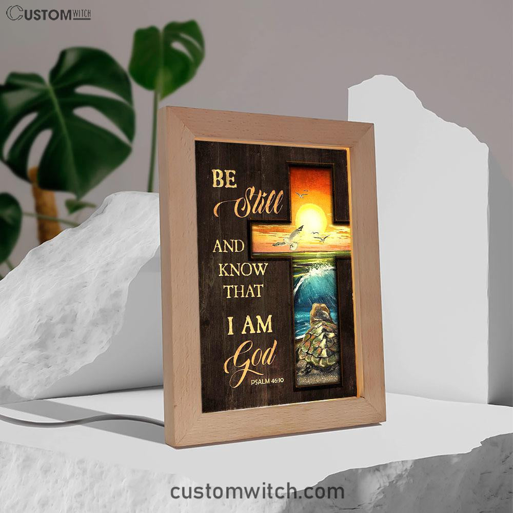 Be Still And Know That I Am God Cross Turtle Frame Lamp Art - Christian Art - Bible Verse Art - Religious Home Decor