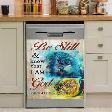 Be Still And Know That I Am God Daisy Hummingbird Dishwasher Cover, Christian Dishwasher Magnet Cover, Bible Verse Kitchen Decor