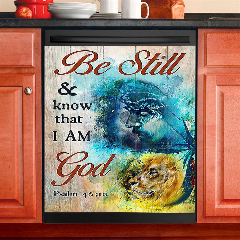 Be Still And Know That I Am God Daisy Hummingbird Dishwasher Cover, Christian Dishwasher Magnet Cover, Bible Verse Kitchen Decor