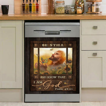 Be Still And Know That I Am God Dishwasher Cover, Dandelion Lion Of Judah Lamb Of God Dishwasher Magnet Cover, Bible Verse Kitchen Decor