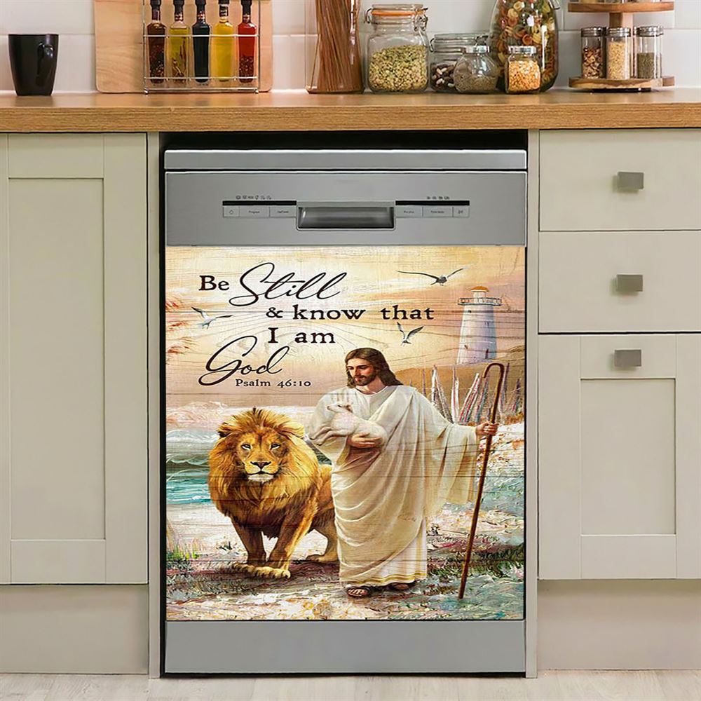 Be Still And Know That I Am God Dishwasher Cover, Jesus And The Lamb Hummingbird Dishwasher Magnet Cover, Christian Kitchen Decor