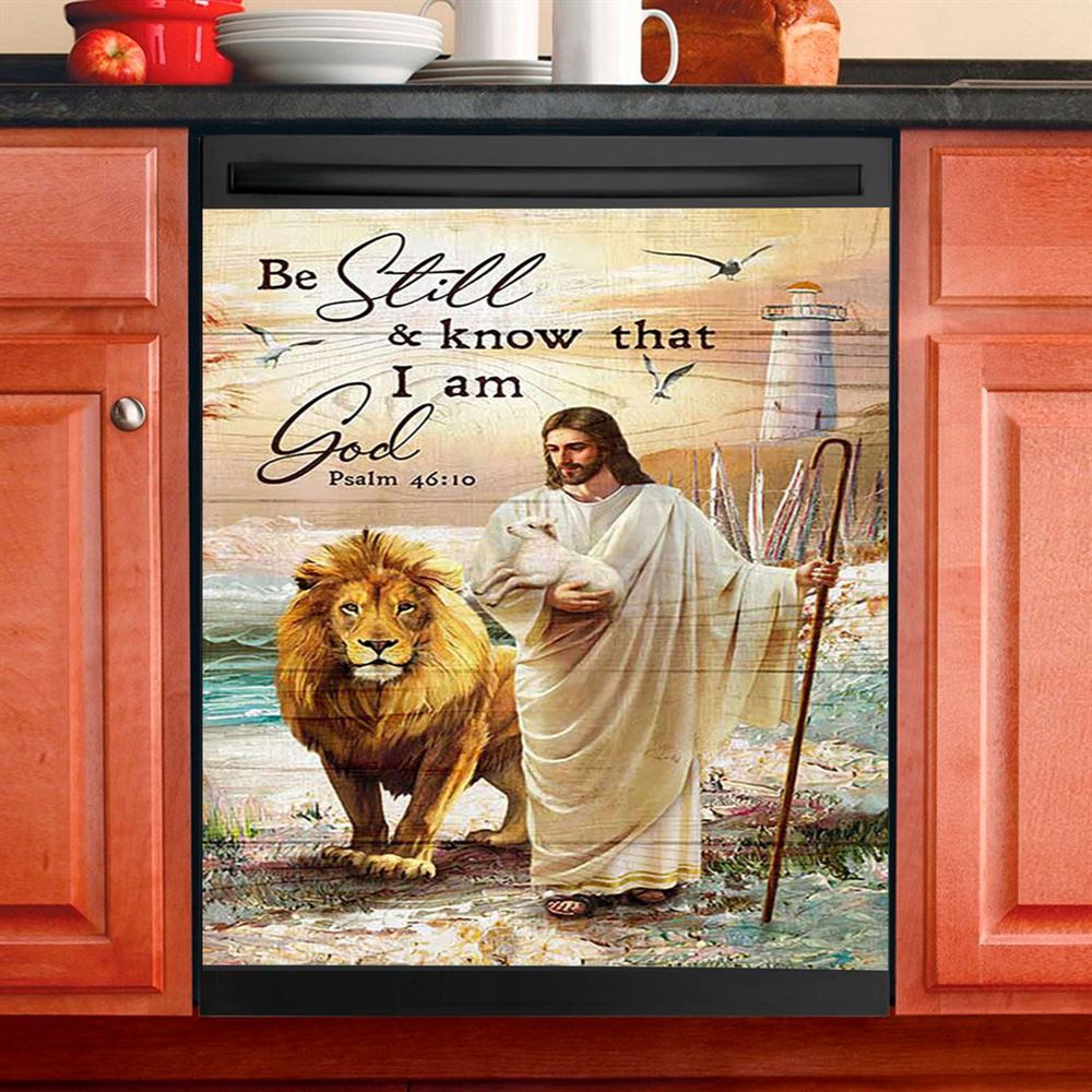 Be Still And Know That I Am God Dishwasher Cover, Jesus And The Lamb Hummingbird Dishwasher Magnet Cover, Christian Kitchen Decor