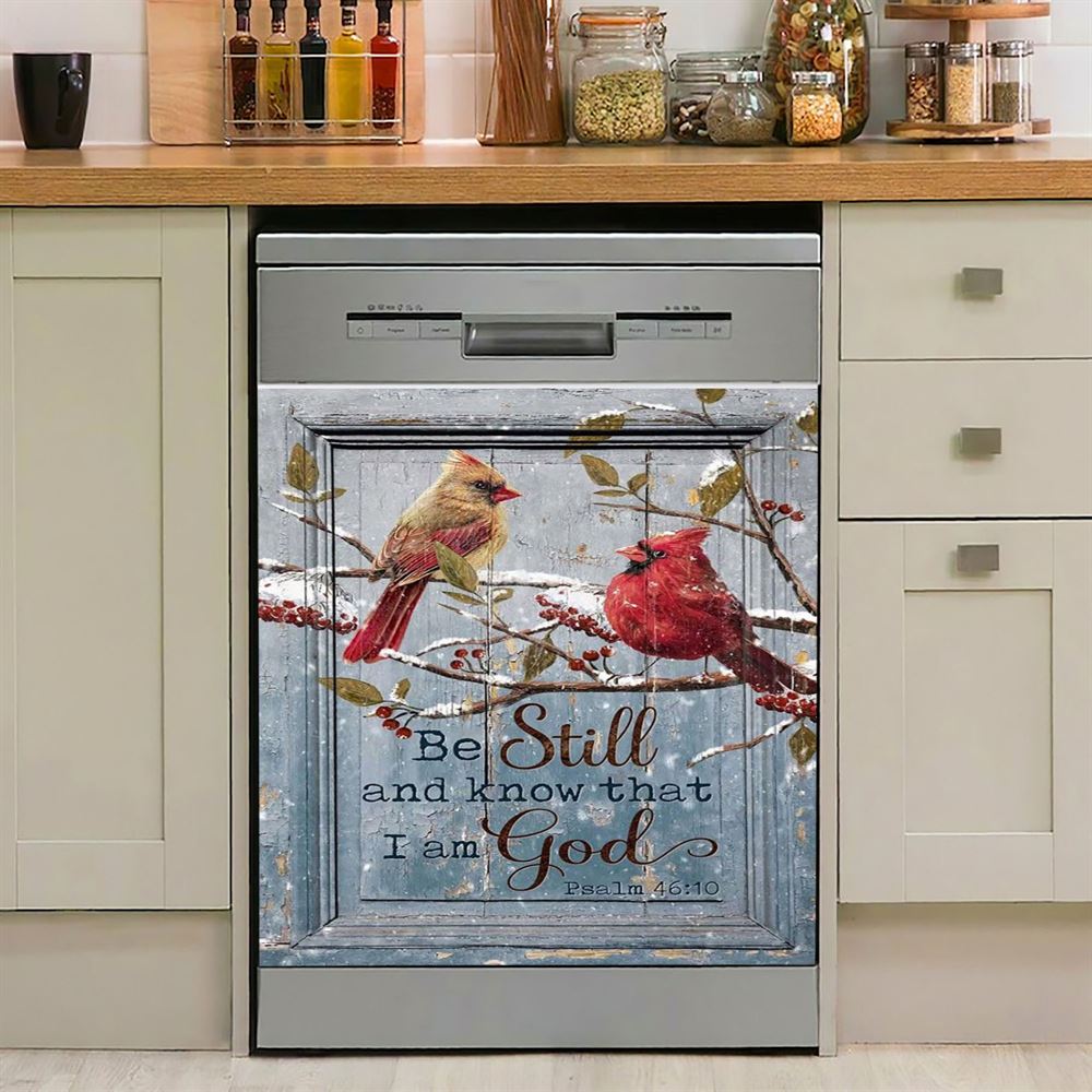 Be Still And Know That I Am God Dishwasher Cover, Jesus Walking Lion Of Judah And Lamb Dishwasher Magnet Cover, Bible Verse Kitchen Decor