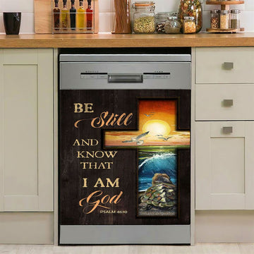 Be Still And Know That I Am God Dishwasher Cover, Pretty Lily Bible White Dove Dishwasher Magnet Cover, Christian Kitchen Decor