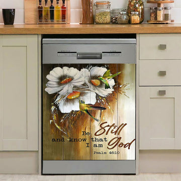 Be Still And Know That I Am God Dishwasher Cover, Red Poppy Flower Roaster Dishwasher Magnet Cover, Bible Verse Kitchen Decor