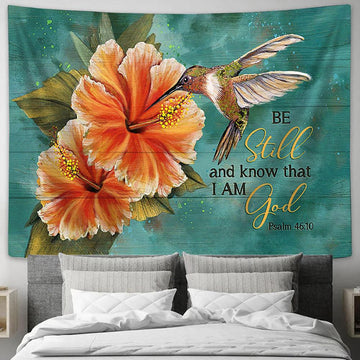 Be Still And Know That I Am God Gladiolus Flower, Hummingbird Wall Art Tapestry - Christian Wall Art - Religious Art