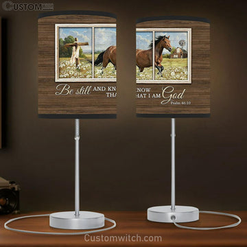 Be Still And Know That I Am God Horse White Flower Field Lamp Gift Table Lamp - Christian Bedroom Decor - Gifts For Horse Lovers