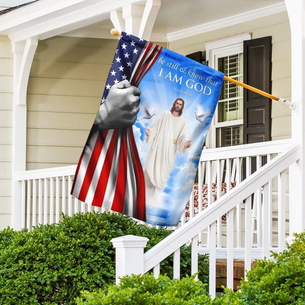 Be Still And Know That I Am God Jesus American US Flag, Outdoor Christian House Flag, Christian Flag, Scripture Flag, Garden Banner