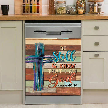 Be Still And Know That I Am God, Jesus Face Stunning Crown White Dove Dishwasher Cover, Christian Inspirational Kitchen Decor