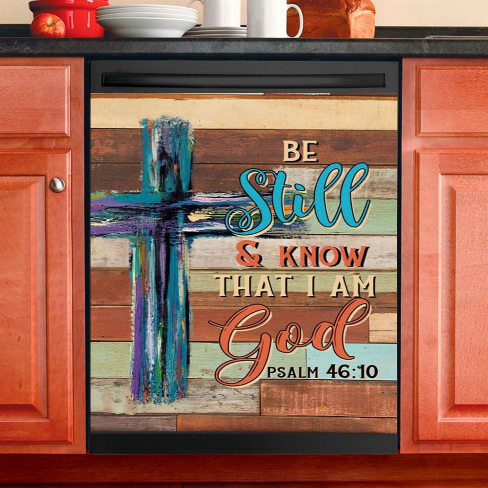 Be Still And Know That I Am God, Jesus Face Stunning Crown White Dove Dishwasher Cover, Christian Inspirational Kitchen Decor