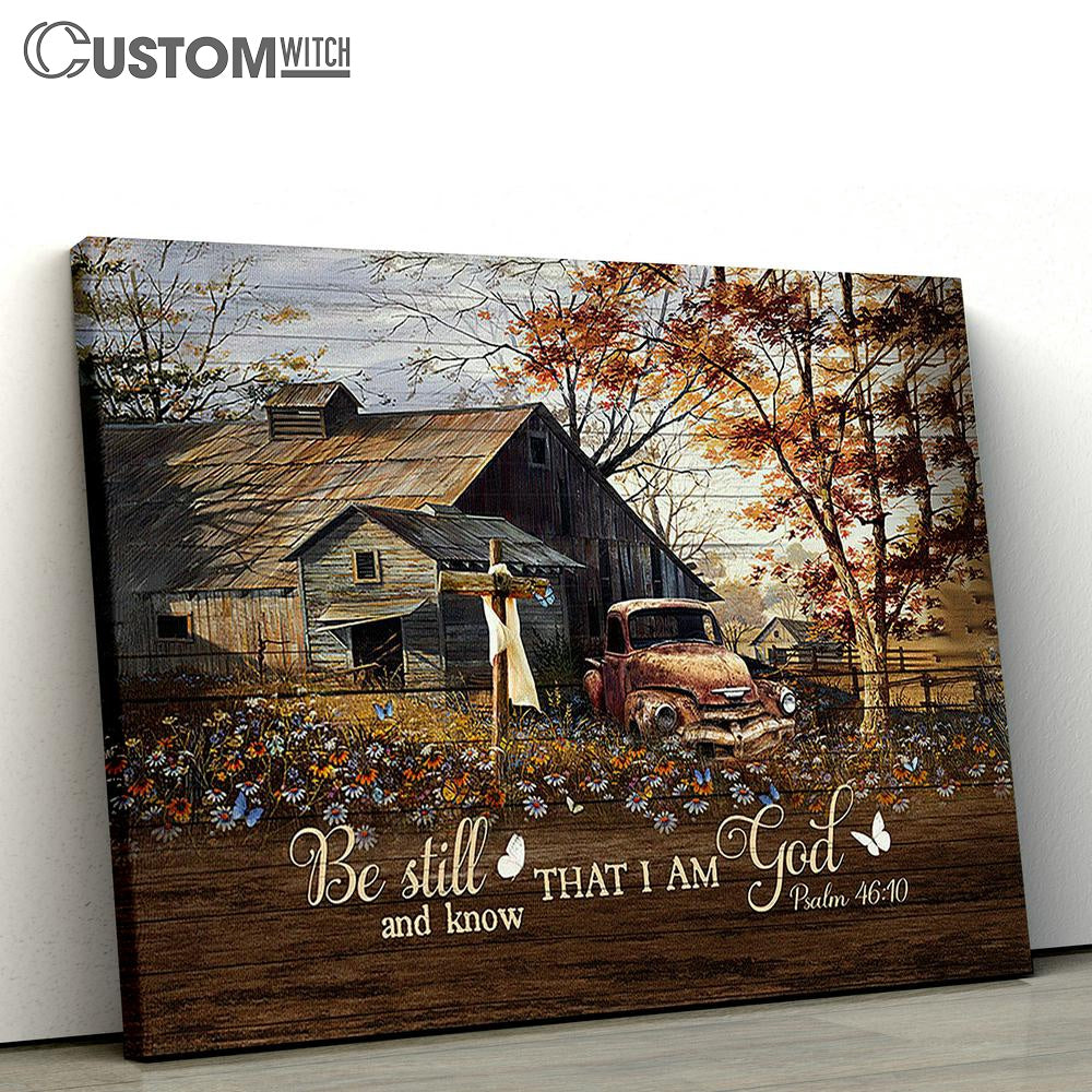 Be Still And Know That I Am God Ladybug Car Daisy Field Canvas Prints - Religious Canvas Art - Christian Home Decor