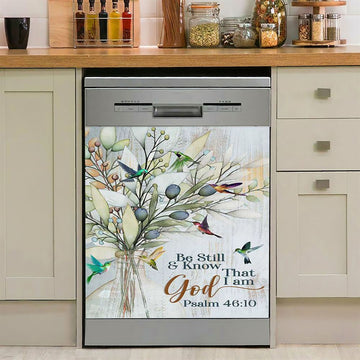 Be Still And Know That I Am God Olive Tree Hummingbird Dishwasher Cover, Bible Verse Dishwasher Magnet Cover, Christian Inspirational Kitchen Decor